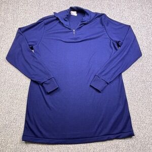 L.L. Bean Mens Lightweight Quarter Zip Fleece Pullover Blue Size L Made USA